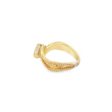 Yellow 14 Karat Milgrain/Satin Oval Opal Ring Estate Jewelry Size 7 Wi
