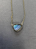 Lady's Yellow 14 Karat Freeform Halo Necklace one = 0.65CT Cabochon Op