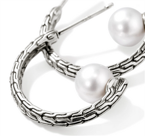 Sterling Silver JH Essentials Pearl Hoop Earrings John Hardy 2 6.50x6.