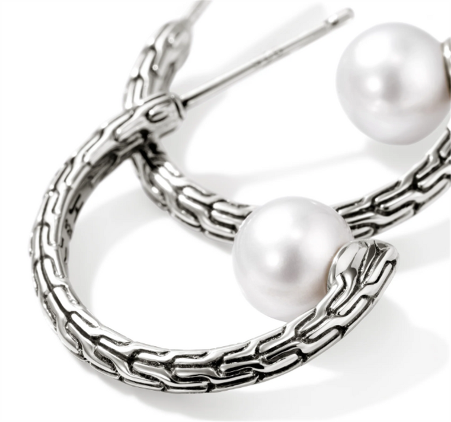 John Hardy Essentials Pearl Hoop Earrings