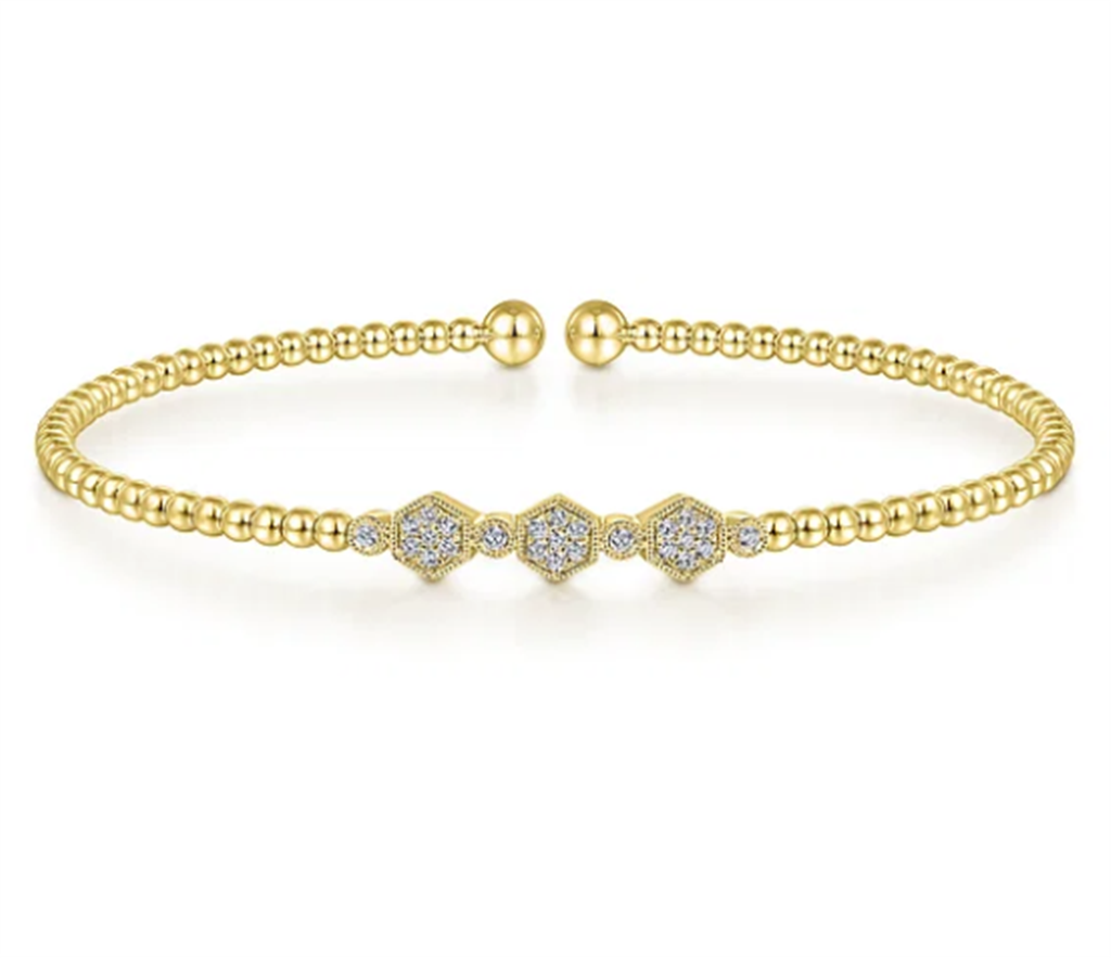 Gabriel & Co Hexagon Diamond Cluster Bujukan Cuff Bracelet