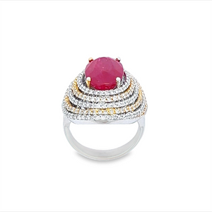 Estate Oval Ruby Multi Halo Ring