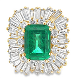 Estate Emerald and Diamond Ballerina Ring