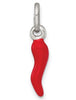 Sterling Silver Red Enamel Italian Horn Pendant