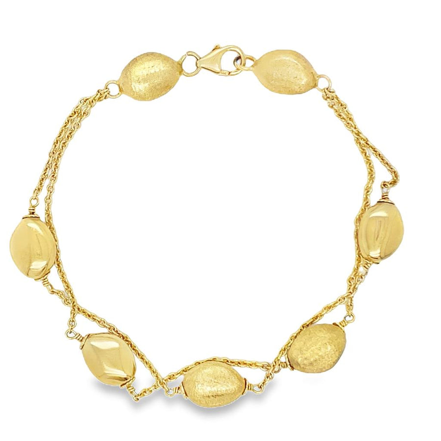 Estate Polished/Satin Pebble Station Doublke Chain Bracelet