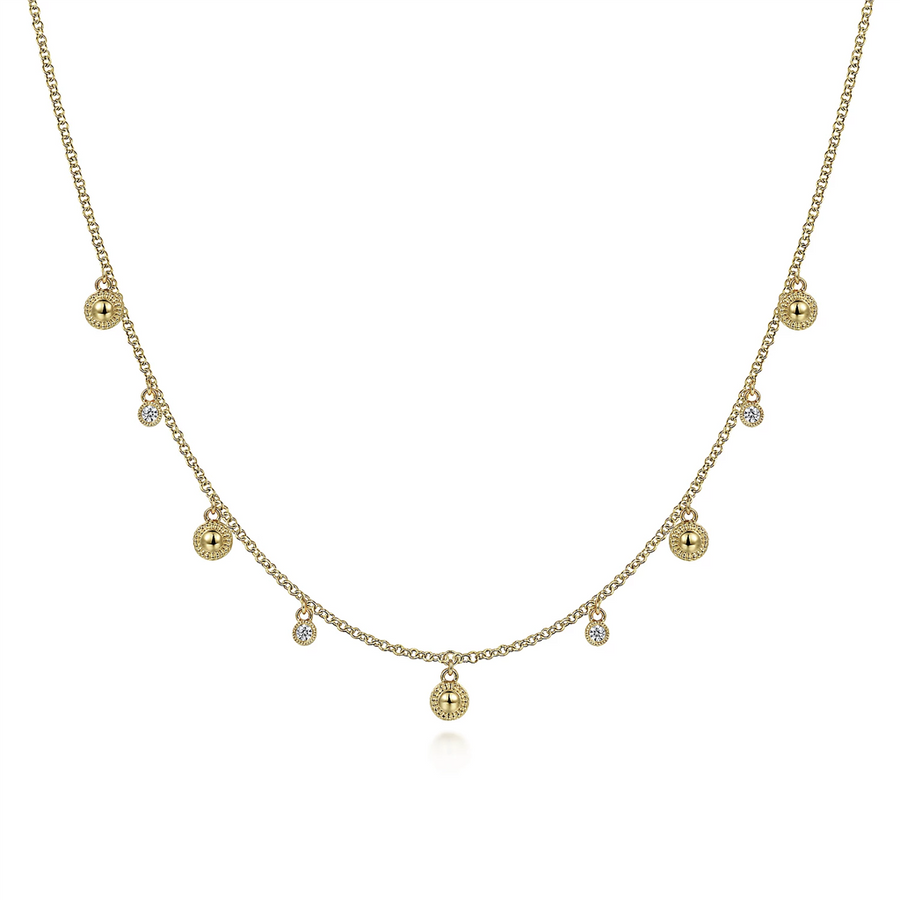 Gabriel & Co. Fashion 14K Yellow Gold Station Droplet Necklace