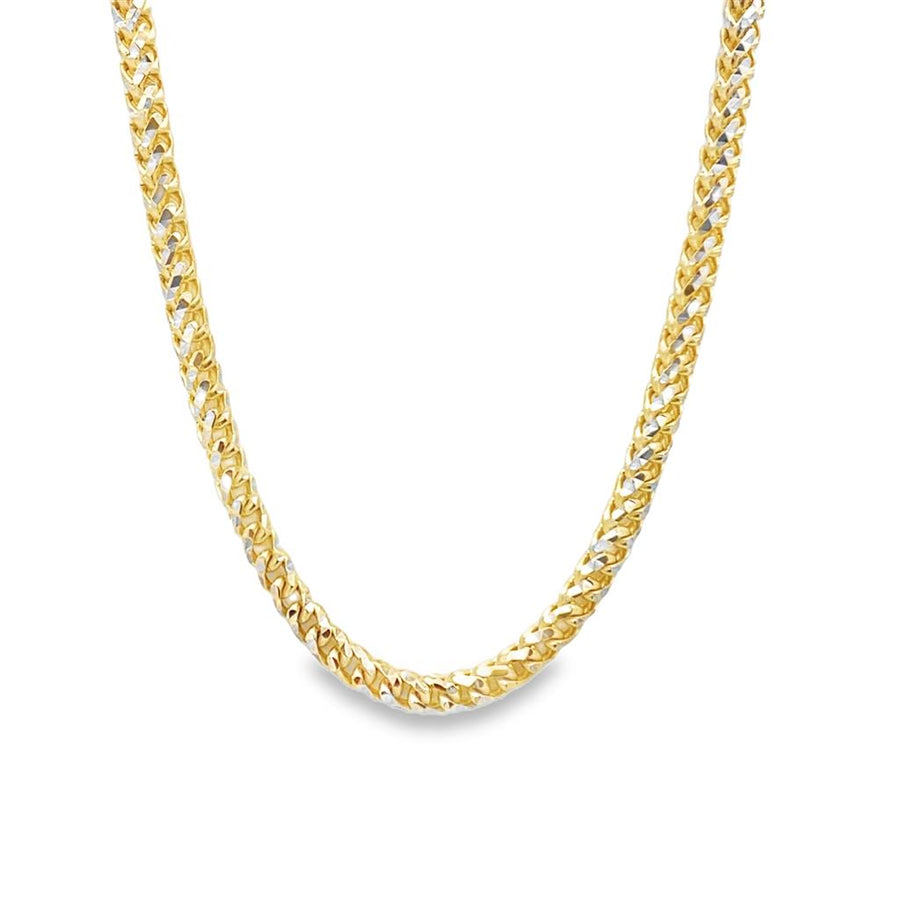 Yellow 14 Karat Diamond Cut 2.8mm Rounded Wheat Chain w/ Fancy Lobster