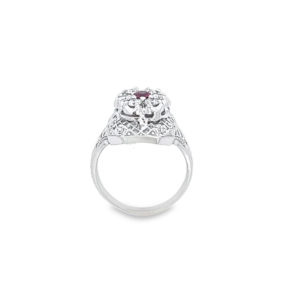 Estate Filigree Ruby and Diamond Ring