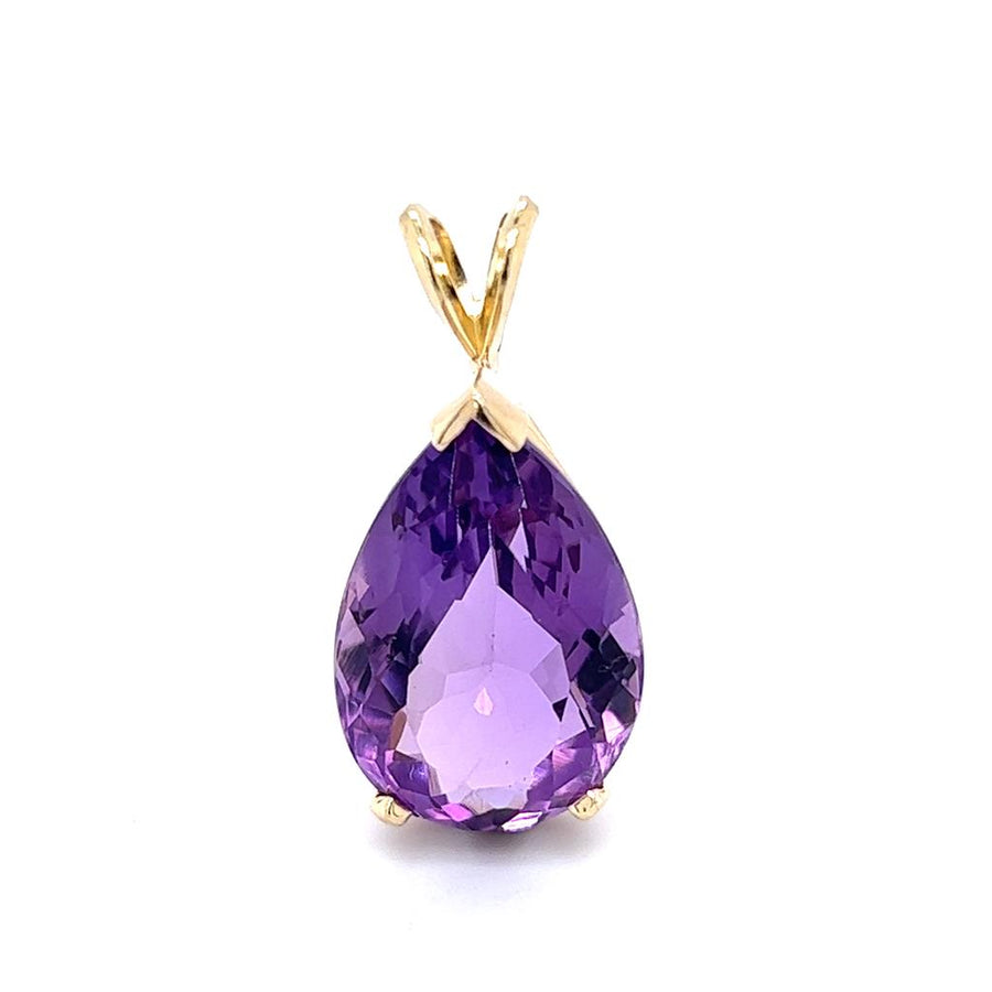 Yellow 14 Karat Pear Amethyst Pendant