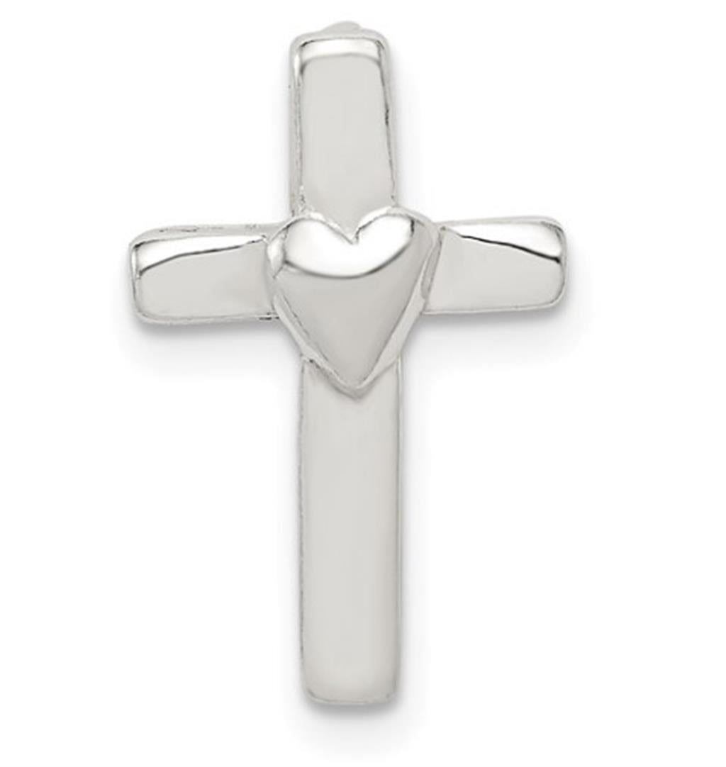 Sterling Silver Small Cross & Heart Pendant