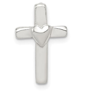 Sterling Silver Small Cross & Heart Pendant