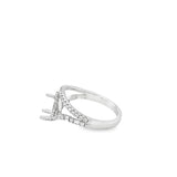 Lady's White 18 Karat Split Shank 2/3 Halo Ring Size 6.25 48 = 0.41tw