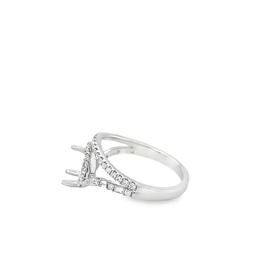 Lady's White 18 Karat Split Shank 2/3 Halo Ring Size 6.25 48 = 0.41tw