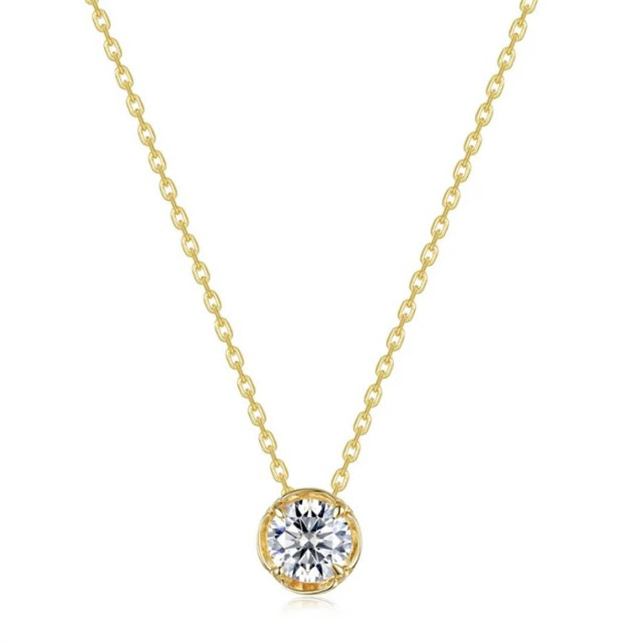 Lafonn Yellow Gold-Plate Sterling Silver Blossom Cradle Solitaire Pendant
