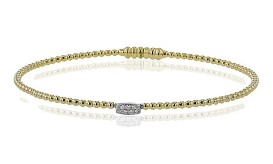 Simon G. Two-Tone Beaded Rectangular Diamond Cluster Bangle Bracelet