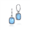 Gabriel & Co. Silver 925 Sterling Silver Rock Crystal Turquoise Long Cushion Drop Earrings