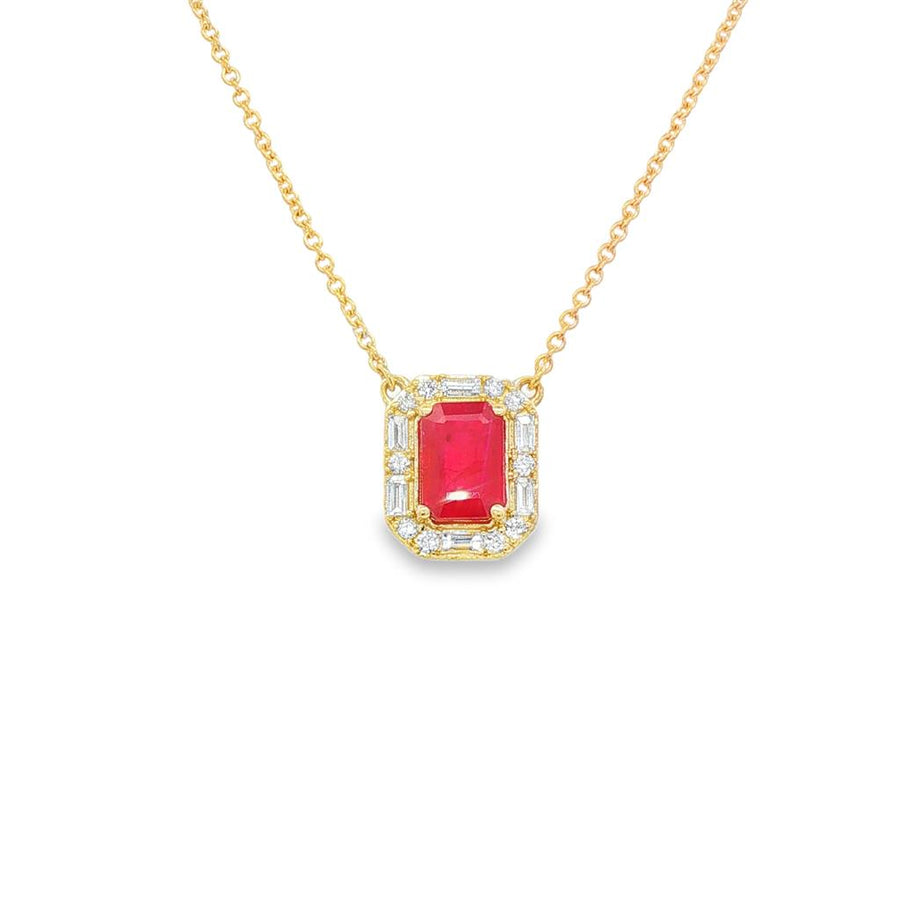 Lady's Yellow 14 Karat Accented Halo Station Pendant Necklace Length 1