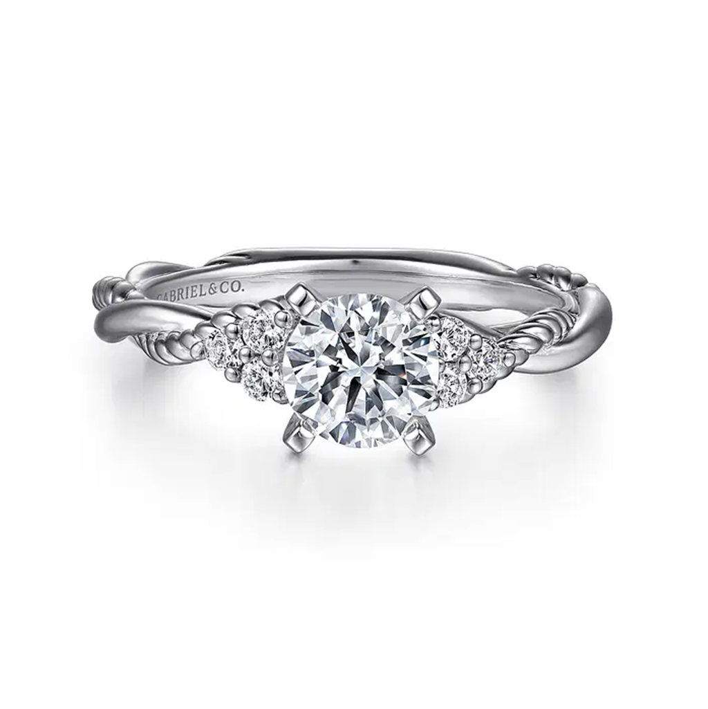 Gabriel & Co Twisted Rope Diamond Cluster Engagement Ring Mounting