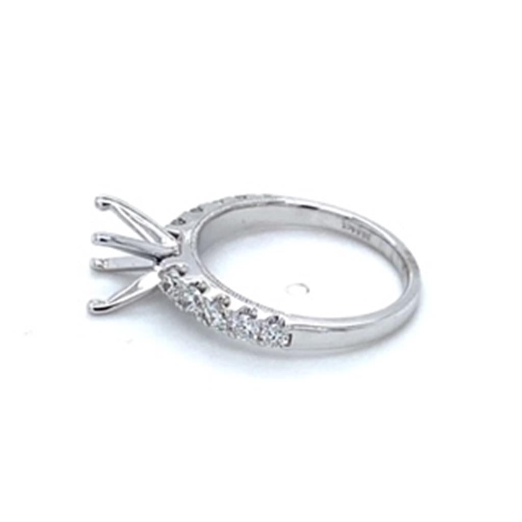 Lady's White 18 Karat Polished/Milgrain Edge 4 Prong Semi-Mount Ring