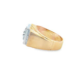 Two-Tone 14 Karat Gents Diamond Cluster Ring Estate Jewelry Size 9.5 W