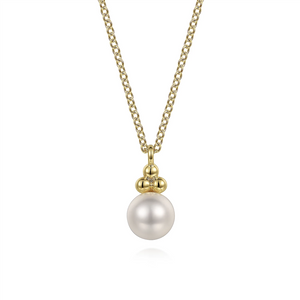 Gabriel & Co. Fashion 14K Yellow Gold Pearl Bujukan Drop Pendant Necklace