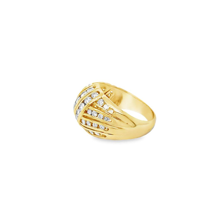 Yellow 18 Karat TDW.1.12CT Channel Set Dome Ring Estate Jewelry Size 8