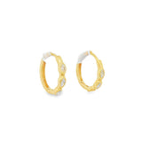 Lady's Yellow 14 Karat Bezel Marquise Huggie Earrings With 6 = 0.25TWT