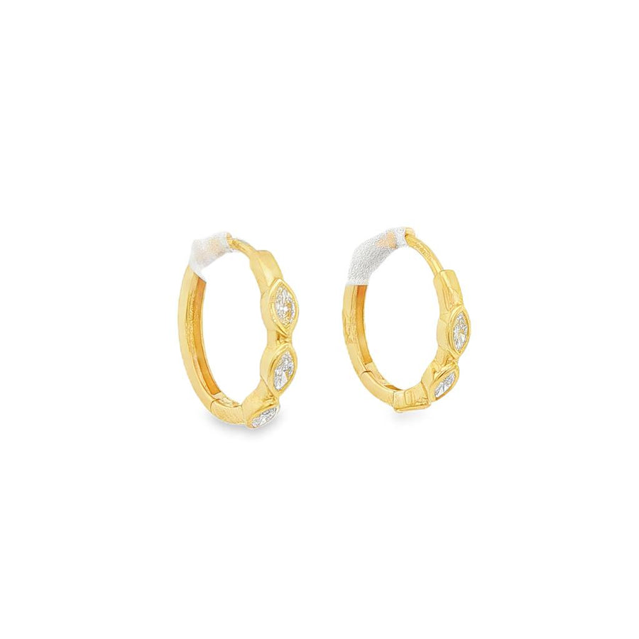 Lady's Yellow 14 Karat Bezel Marquise Huggie Earrings With 6 = 0.25TWT