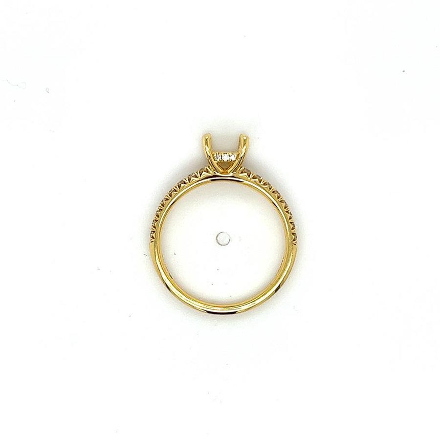 Lady's Yellow 18 Karat Diamond Accented Hidden Halo Ring
