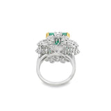 Two-Tone Platinum/18Kt Natural Emerald Cut Emerald With Pear Shape Dia