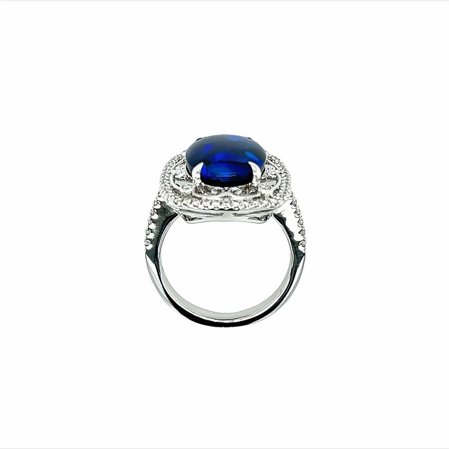 Black Opal 14 Karat White Fashion Ring