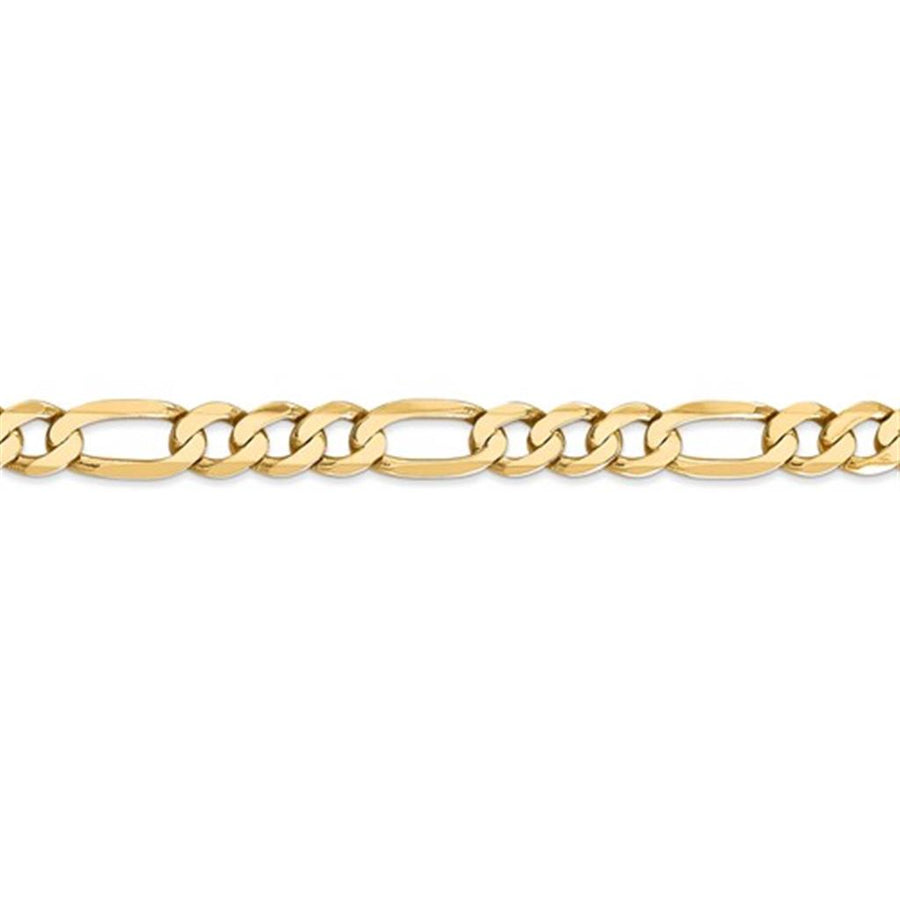 Yellow 14 Karat 7mm Figaro Chain Bracelet w/ Lobster Claw Clasp Estate