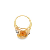Two-Tone 14 Karat Oval Citrine Ring With 8 RBC Diamonds Estate Jewelry