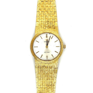 Yellow 18 Karat Florentine Vintage Omega Deville Automatic Estate Jewelry Length 7.5 Gram Weight: 52.5