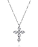 Lady's White 14 Karat Pear Shape Cross Necklace Length 17.5 11 = 0.27t