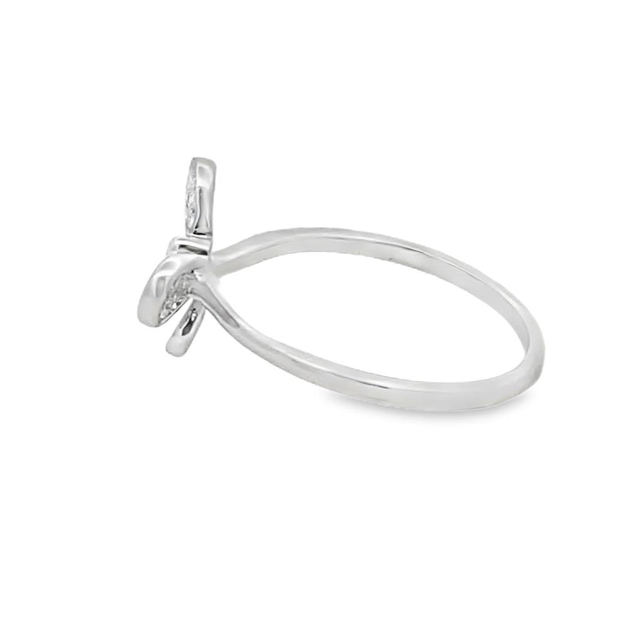 Lady's White 14 Karat Butterfly Fashion Ring Size 6.5 With 24 = 0.15Tw