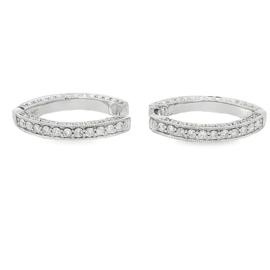 White 14 Karat Engraved 3.50X26.06mm Marquise Shaped Engraved/Milgrain