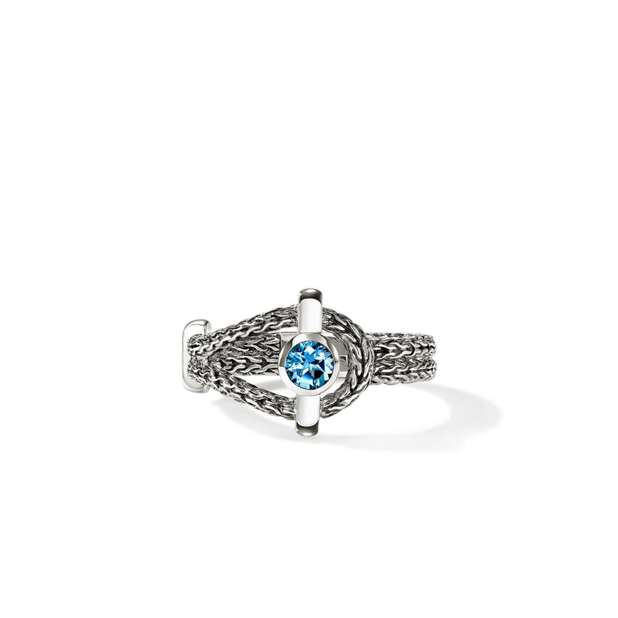 White Sterling Silver 4mm Treated Swiss Blue Topaz 
Designer: John Ha