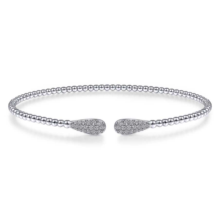 Gabriel & Co. Fashion 14K White Gold Bujukan Diamond Teardrops Bangle