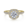 Gabriel & Co. Lyla - 14K Yellow Gold Cushion Halo Round Diamond Engagement Ring Mounting