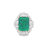 Two-Tone Platinum/18Kt Natural Emerald Cut Emerald With Pear Shape Dia
