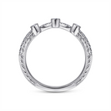 Lady's White 14 Karat Vintage Style Curved Wedding Band Wedding/Annive