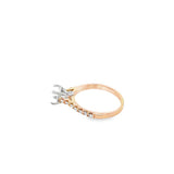 Estate Two Tone Diamond Cathedral Ring Mounting