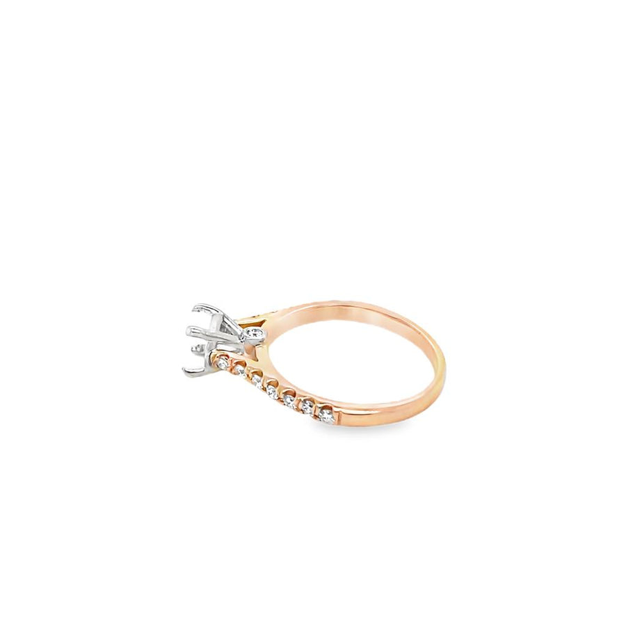 Estate Two Tone Diamond Cathedral Ring Mounting
