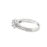 Split Shank Round Diamond Halo Engagement Ring