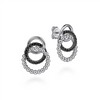 Gabriel & Co. Silver 925 Sterling Silver Black Spinel Bujukan Link Stud Earring