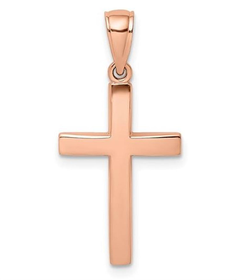 Rosé 14 Karat Beveled Cross Charms Gram Weight: 1.2