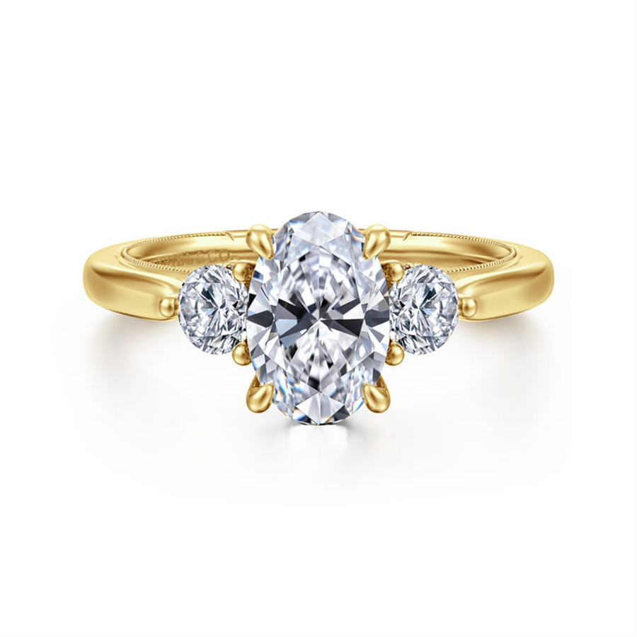 Lady's Two-Tone 14 Karat Milgrain Accented Hidden Halo Semi-Mount with