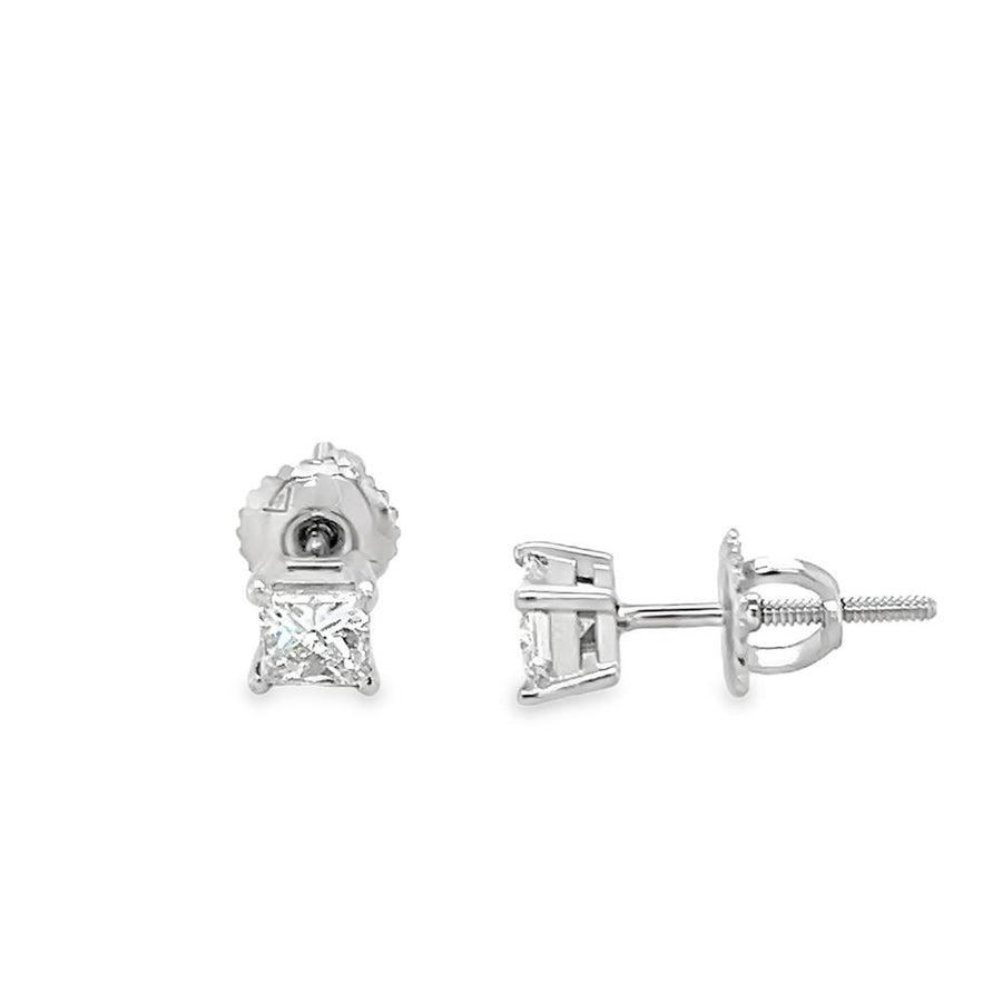 Estate Princess Diamond Stud Earrings