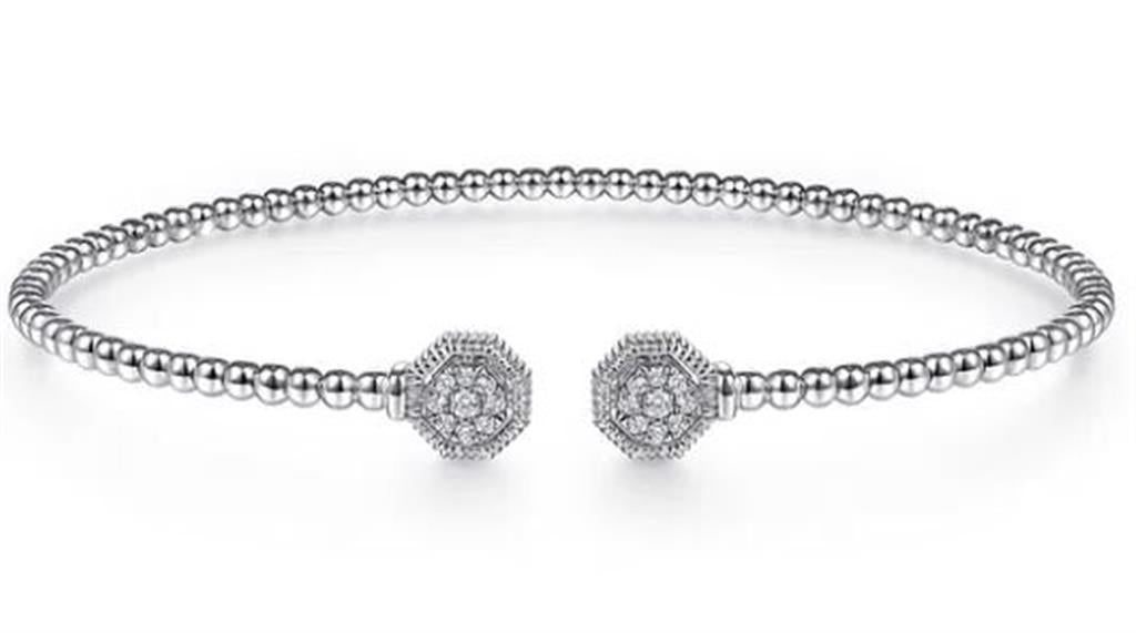 Gabriel & Co Bujukan Diamond Hexagon Open Bangle Bracelet